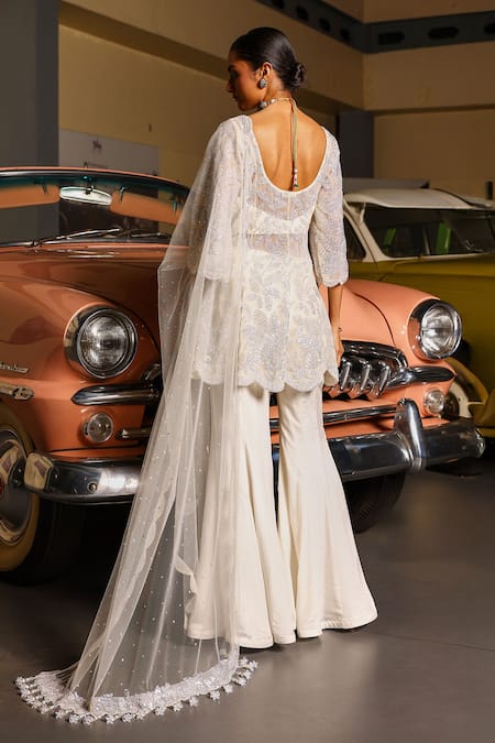 Sabe Ivory Designer Sharara Set 