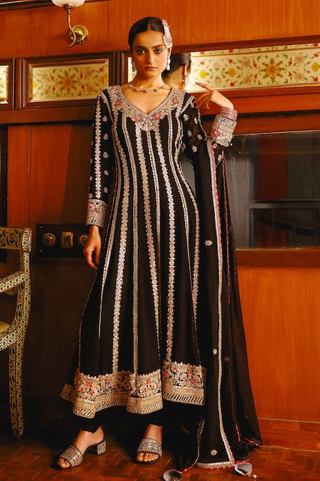 Sabe Fiza Black Designer Anarkali Set 