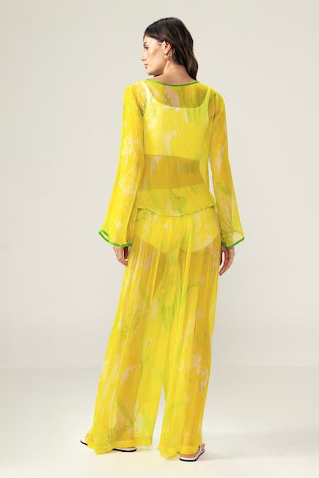 Reena Sharma Alina Yellow Top & Pants Set 
