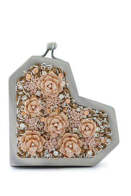 Buy Anaar Gray Embroidery, Beads Grey Floral Clutch Bag Online at Aza Fashions Buy_Anaar_Gray Embroidery, Beads Grey Floral Clutch Bag _Online_at_Aza_Fashions