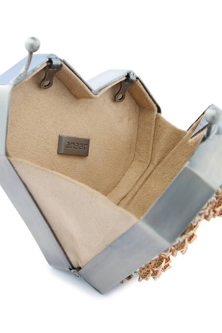 Anaar Gray Embroidery, Beads Grey Floral Clutch Bag at Aza Fashions Anaar_Gray Embroidery, Beads Grey Floral Clutch Bag _at_Aza_Fashions