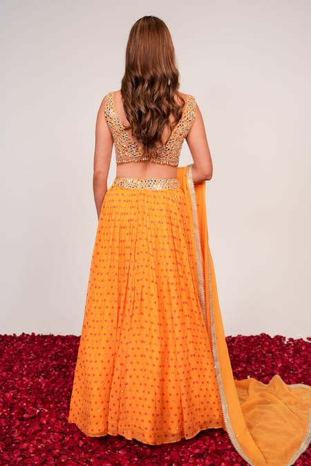 Shop_Sajeda A Lehry_Yellow Silk, Georgette, Crepe Sequins, Beads, Embroidery Nazakat Lehenga Set _at_Aza_Fashions