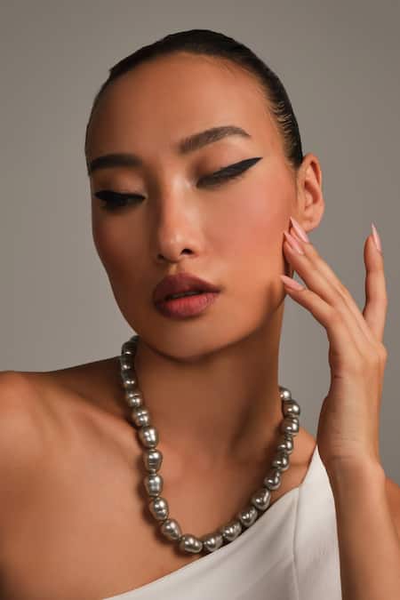 Anaash Statement Ovals Silver Necklace 