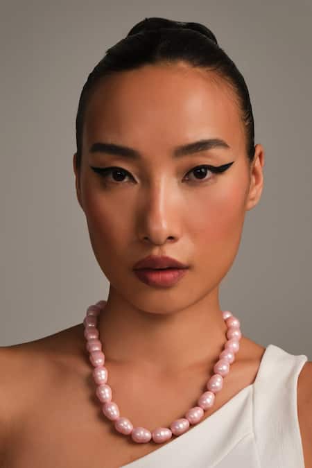Anaash Pink Candy Statement Oval Necklace 