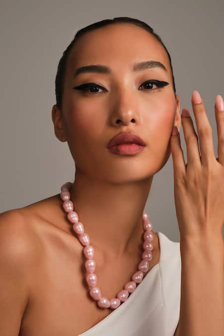 Anaash Candy Pink Statement Oval Necklace 