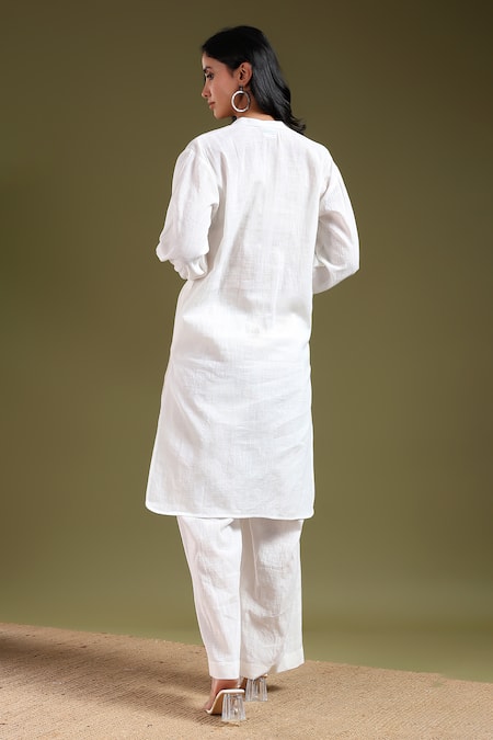 Tashee Ivory Linen Kurta with Pant 