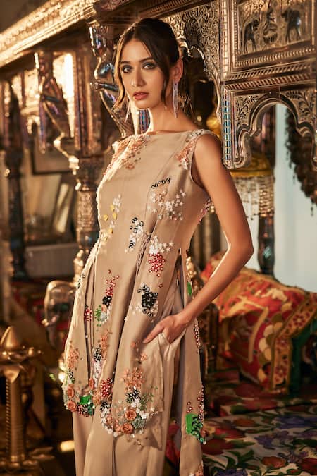 Sahil Kochhar Designer Floral Embroidered Kurta Pant Set 