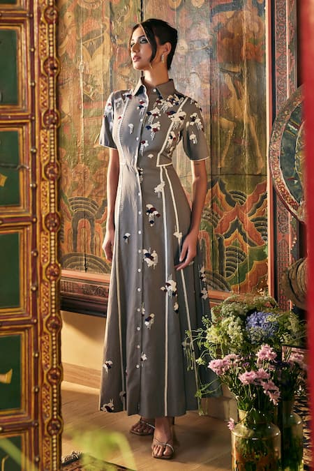 Sahil Kochhar Grey Designer Dress 
