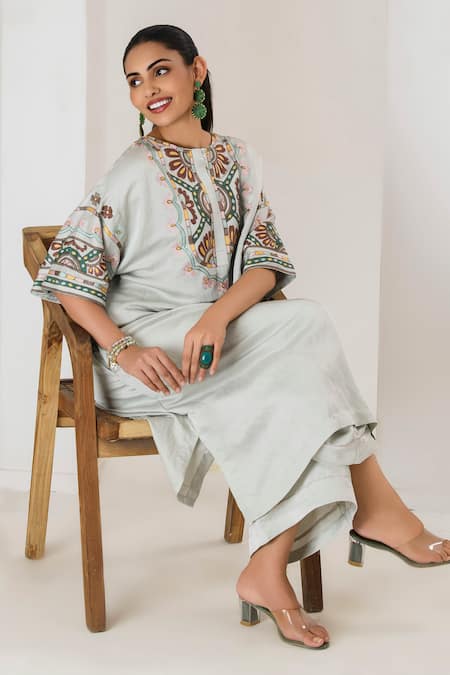 Saahiil Kapoor Mint Embroidered Kurta & Pant Set 