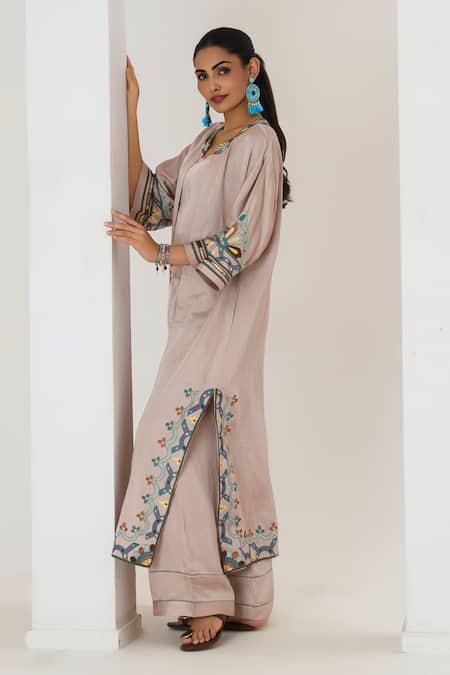 Saahiil Kapoor Champagne Linen Satin Jacket Set 