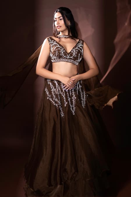 Dajwaree Designer Brown Embroidered Lehenga Set 