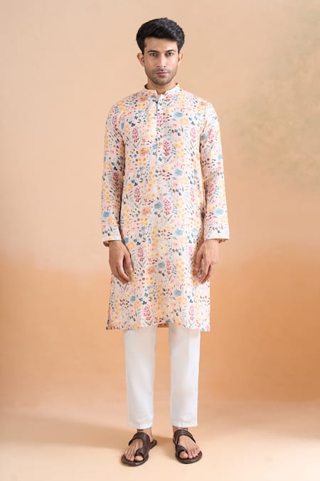 Arihant Rai Sinha Cream Cotton Digital Printed Kurta Set Online at Aza Fashions Arihant Rai Sinha_Cream Cotton Digital Printed Kurta Set _Online_at_Aza_Fashions