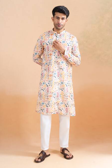 Buy Arihant Rai Sinha Cream Cotton Digital Printed Kurta Set Online at Aza Fashions Buy_Arihant Rai Sinha_Cream Cotton Digital Printed Kurta Set _Online_at_Aza_Fashions