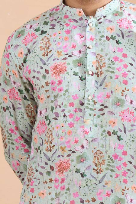 Arihant Rai Sinha Green Cotton Light Pista Digital Print Kurta Set Online at Aza Fashions Arihant Rai Sinha_Green Cotton Light Pista Digital Print Kurta Set _Online_at_Aza_Fashions