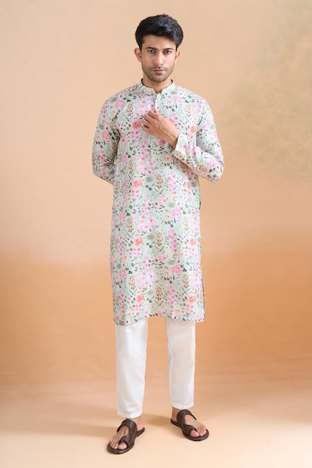 Buy Arihant Rai Sinha Green Cotton Light Pista Digital Print Kurta Set Online at Aza Fashions Buy_Arihant Rai Sinha_Green Cotton Light Pista Digital Print Kurta Set _Online_at_Aza_Fashions