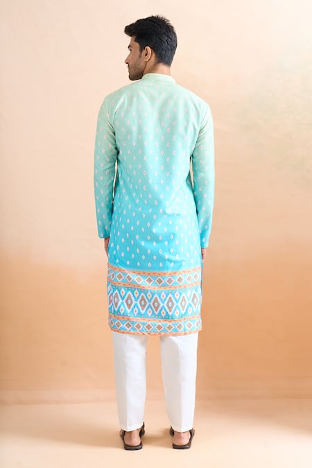 Arihant Rai Sinha Shaded Blue Digital Print Kurta & Pant Set 