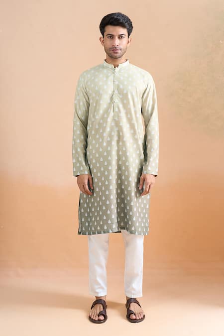Arihant Rai Sinha Beige Cotton Digital Print Kurta Set Online at Aza Fashions Arihant Rai Sinha_Beige Cotton Digital Print Kurta Set _Online_at_Aza_Fashions