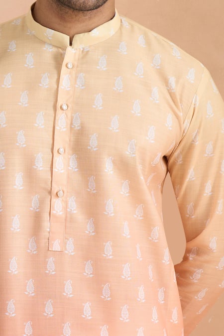 Arihant Rai Sinha_Peach Cotton Shaded Digital Print Kurta Set _Online_at_Aza_Fashions