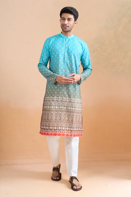 Arihant Rai Sinha Shaded Blue Digital Print Kurta Set 