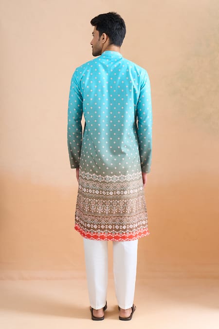 Arihant Rai Sinha Shaded Blue Digital Print Kurta Set 