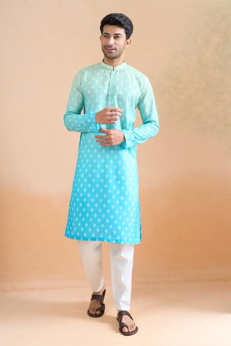 Buy Arihant Rai Sinha Blue Cotton Shaded Digital Print Kurta Set Online at Aza Fashions Buy_Arihant Rai Sinha_Blue Cotton Shaded Digital Print Kurta Set _Online_at_Aza_Fashions