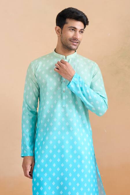 Shop Arihant Rai Sinha Blue Cotton Shaded Digital Print Kurta Set Online at Aza Fashions Shop_Arihant Rai Sinha_Blue Cotton Shaded Digital Print Kurta Set _Online_at_Aza_Fashions