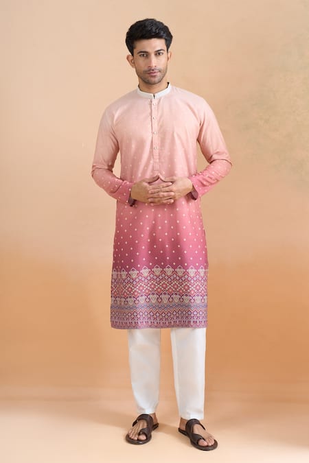 Buy Arihant Rai Sinha Pink Cotton Shaded Digital Print Kurta Set Buy_Arihant Rai Sinha_Pink Cotton Shaded Digital Print Kurta Set