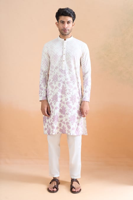 Arihant Rai Sinha Cream Floral Print Kurta Set 