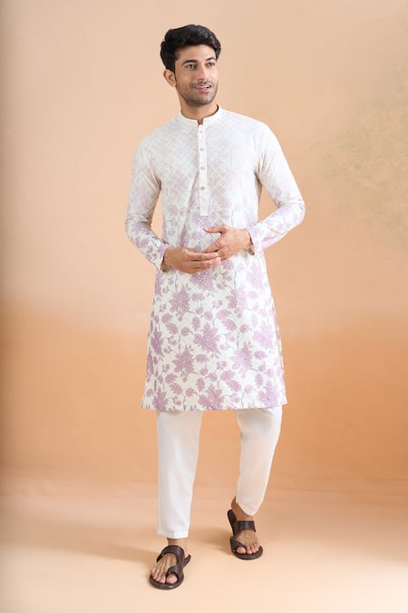 Arihant Rai Sinha Cream Floral Print Kurta Set 