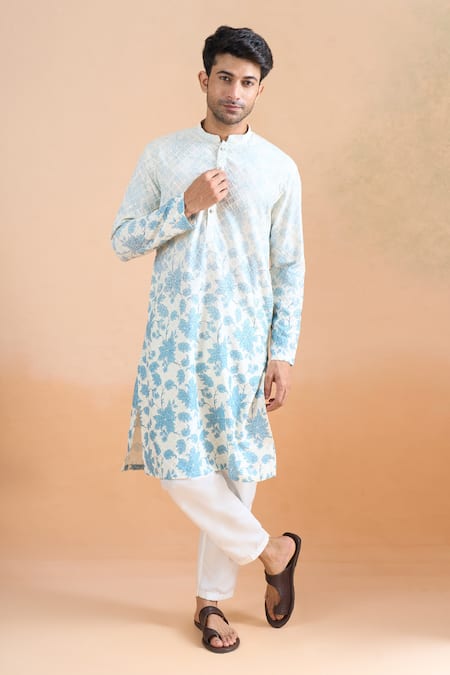 Arihant Rai Sinha Cream Floral Print Kurta Set 
