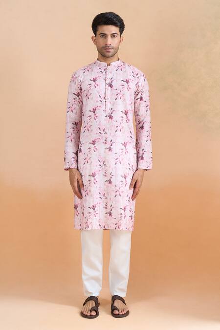 Buy Arihant Rai Sinha Purple Cotton Sequins, Embroidery Floral Print Kurta And Cream Pant Set Online at Aza Fashions Buy_Arihant Rai Sinha_Purple Cotton Sequins, Embroidery Floral Print Kurta And Cream Pant Set _Online_at_Aza_Fashions