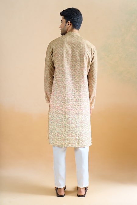Arihant Rai Sinha Beige Thread Printed Kurta Set 