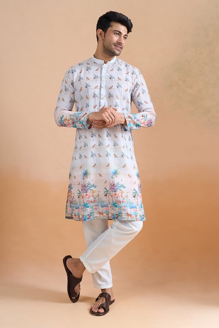 Shop Arihant Rai Sinha Cream Cotton Sequins, Embroidery Digital Print Kurta Set Online at Aza Fashions Shop_Arihant Rai Sinha_Cream Cotton Sequins, Embroidery Digital Print Kurta Set _Online_at_Aza_Fashions