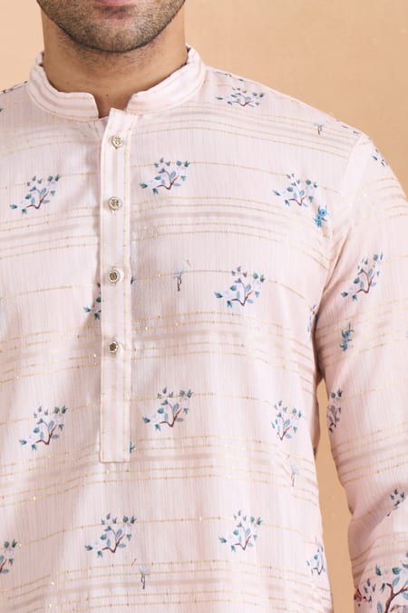 Arihant Rai Sinha Cream Cotton Sequins, Embroidery Thread And Printed Kurta Set at Aza Fashions Arihant Rai Sinha_Cream Cotton Sequins, Embroidery Thread And Printed Kurta Set _at_Aza_Fashions