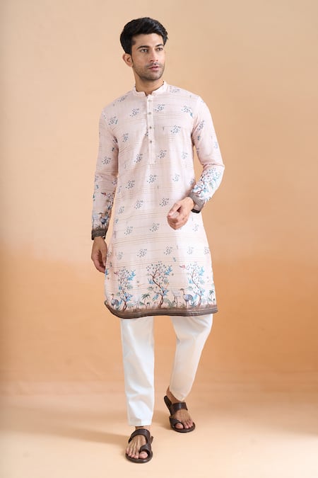 Arihant Rai Sinha Cream Thread & Sequin Printed Kurta Set 