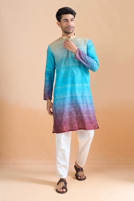 Arihant Rai Sinha Multi Color Cotton Embroidery, Sequins Multicolour Thread Printed Kurta Set Online at Aza Fashions Arihant Rai Sinha_Multi Color Cotton Embroidery, Sequins Multicolour Thread Printed Kurta Set _Online_at_Aza_Fashions