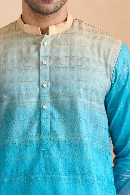 Arihant Rai Sinha Multi Color Cotton Embroidery, Sequins Multicolour Thread Printed Kurta Set at Aza Fashions Arihant Rai Sinha_Multi Color Cotton Embroidery, Sequins Multicolour Thread Printed Kurta Set _at_Aza_Fashions