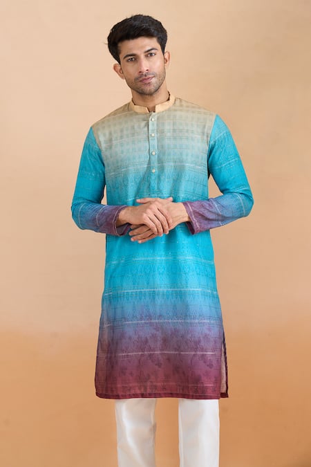 Buy Arihant Rai Sinha Multi Color Cotton Embroidery, Sequins Multicolour Thread Printed Kurta Set Buy_Arihant Rai Sinha_Multi Color Cotton Embroidery, Sequins Multicolour Thread Printed Kurta Set
