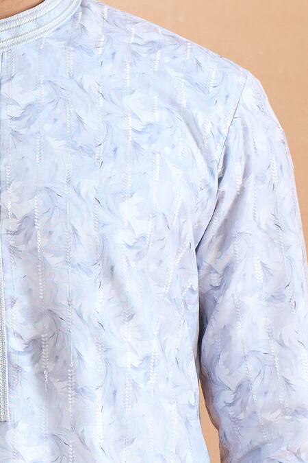 Arihant Rai Sinha Gray Cotton Embroidery Grey Thread And Sequin Printed Kurta Set Online at Aza Fashions Arihant Rai Sinha_Gray Cotton Embroidery Grey Thread And Sequin Printed Kurta Set _Online_at_Aza_Fashions