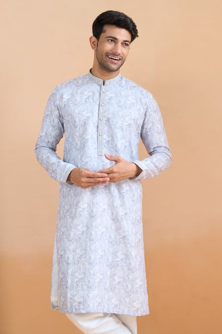 Buy Arihant Rai Sinha Gray Cotton Embroidery Grey Thread And Sequin Printed Kurta Set Buy_Arihant Rai Sinha_Gray Cotton Embroidery Grey Thread And Sequin Printed Kurta Set