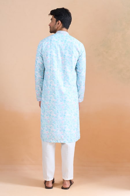Arihant Rai Sinha Blue Floral Print Kurta Set 