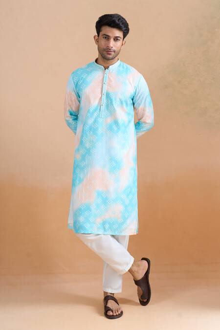 Arihant Rai Sinha Blue Cotton Sequins Digital Print Kurta Set Online at Aza Fashions Arihant Rai Sinha_Blue Cotton Sequins Digital Print Kurta Set _Online_at_Aza_Fashions