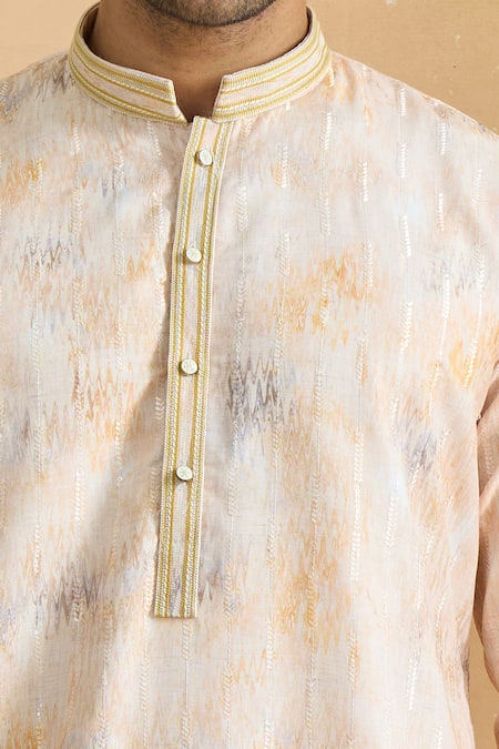 Arihant Rai Sinha Yellow Cotton Sequins, Embroidery Thread And Kurta Set at Aza Fashions Arihant Rai Sinha_Yellow Cotton Sequins, Embroidery Thread And Kurta Set _at_Aza_Fashions