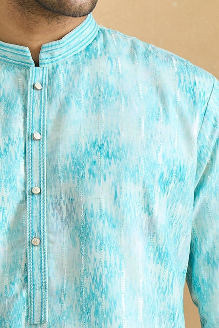 Arihant Rai Sinha Blue Cotton Sequins Digital Print Kurta Set Online at Aza Fashions Arihant Rai Sinha_Blue Cotton Sequins Digital Print Kurta Set _Online_at_Aza_Fashions