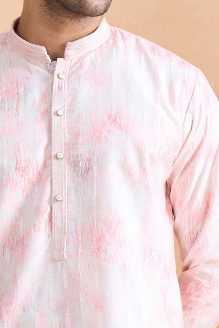 Arihant Rai Sinha Pink Cotton Sequins Thread Printed Kurta Set Online at Aza Fashions Arihant Rai Sinha_Pink Cotton Sequins Thread Printed Kurta Set _Online_at_Aza_Fashions