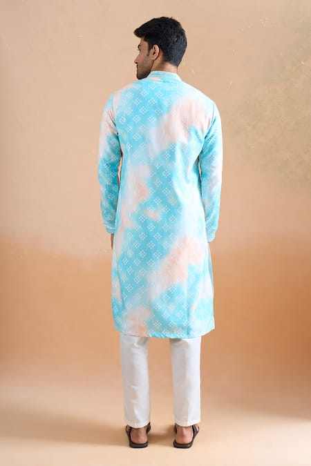 Arihant Rai Sinha Digital Print Blue Kurta & Cream Pant Set 