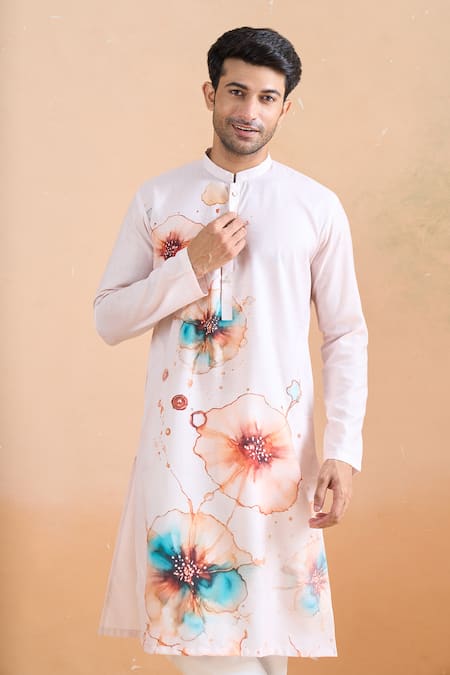Shop Arihant Rai Sinha Cream Cotton Digital Printed Kurta Set Online at Aza Fashions Shop_Arihant Rai Sinha_Cream Cotton Digital Printed Kurta Set _Online_at_Aza_Fashions