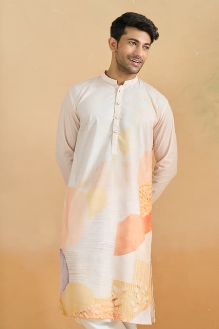 Shop Arihant Rai Sinha Cream Cotton Digital Printed Kurta Set Online at Aza Fashions Shop_Arihant Rai Sinha_Cream Cotton Digital Printed Kurta Set _Online_at_Aza_Fashions