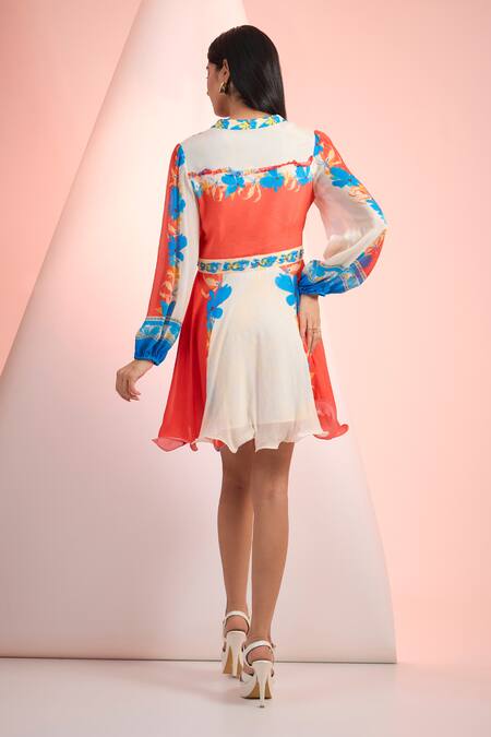 Mandira Wirk Resort Printed Chiffon Short Dress 