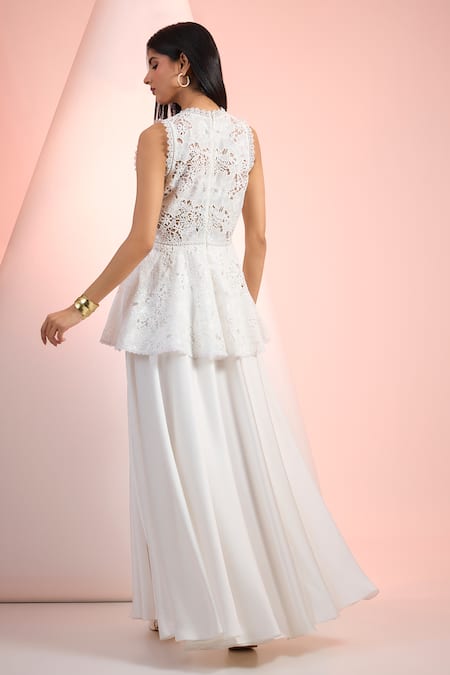 Mandira Wirk Resort Designer Solid Off White Dress 